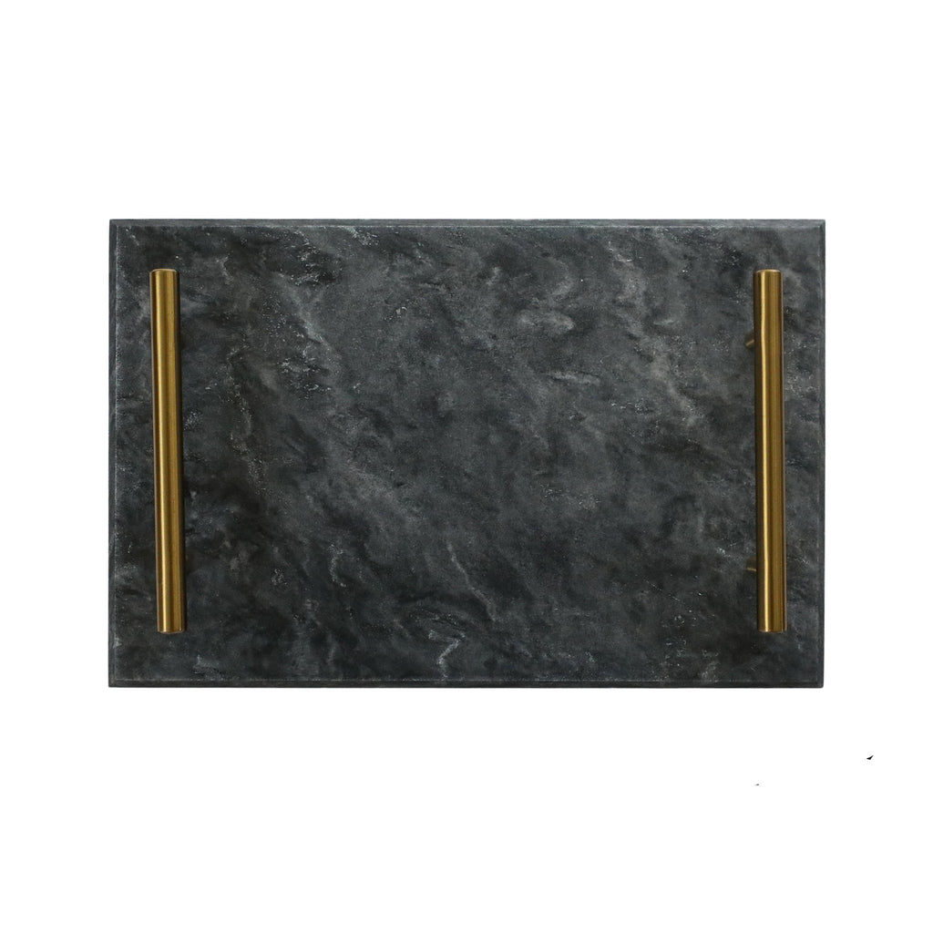 Black Marble Serving Board with Gold Handles
