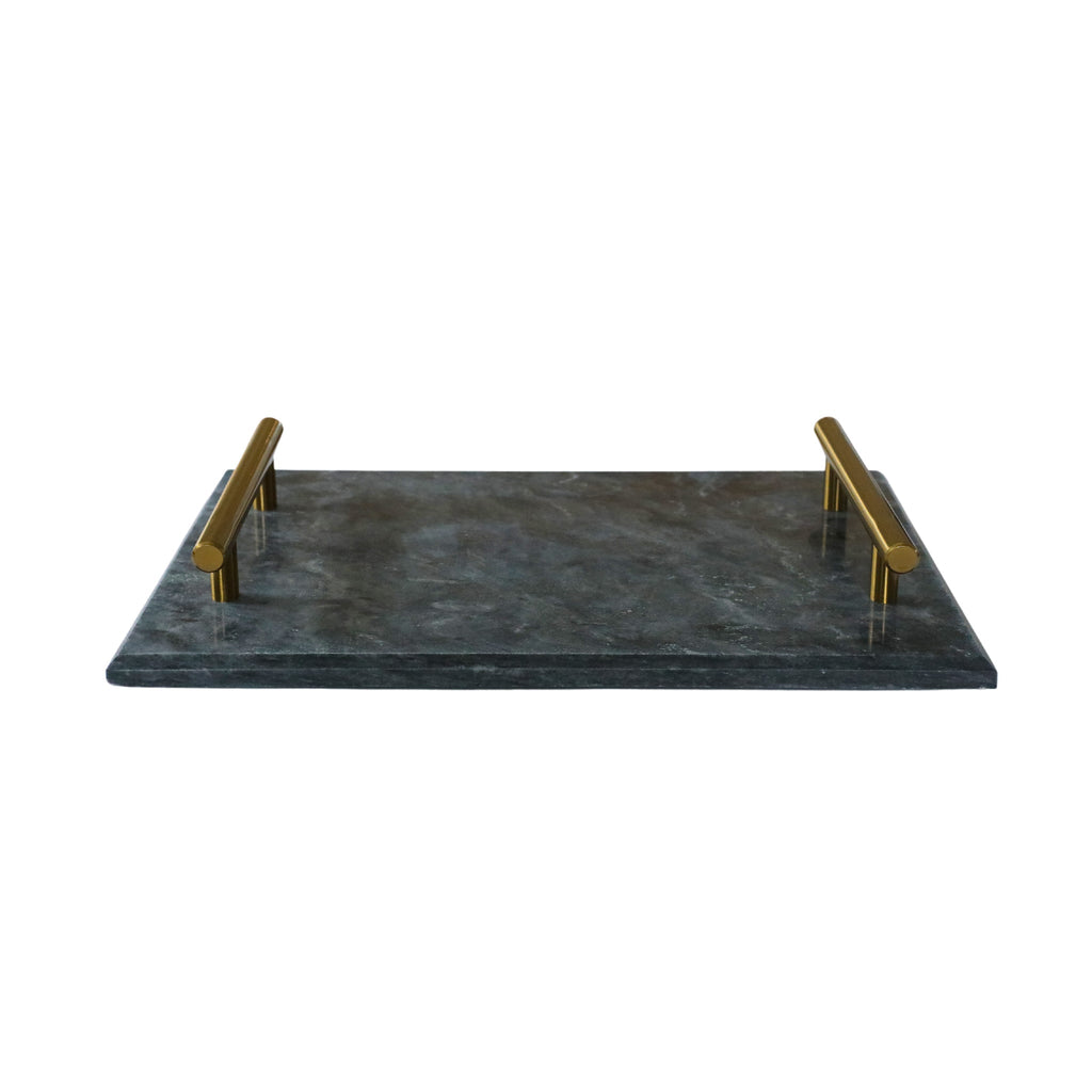 Black Marble Serving Board with Gold Handles