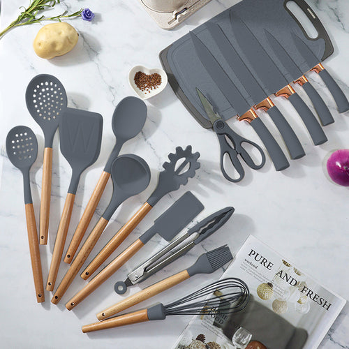 19-Piece Cooking Utensil & Knife Block Set