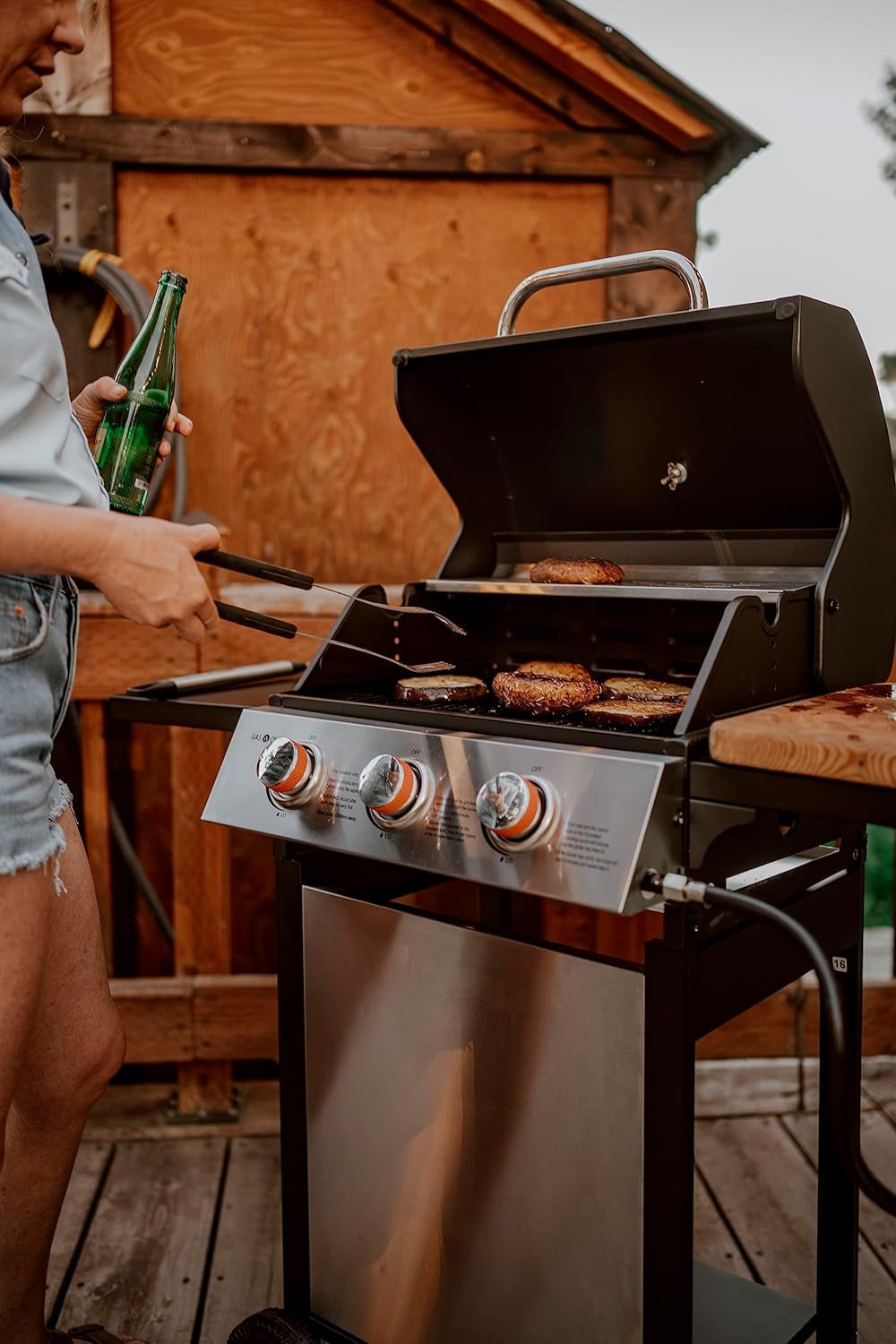3-Burner Stainless Steel Propane Gas Grill with Cabinet
