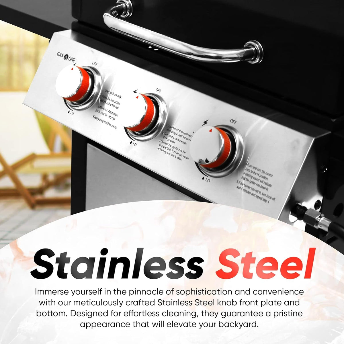 3-Burner Stainless Steel Propane Gas Grill with Cabinet