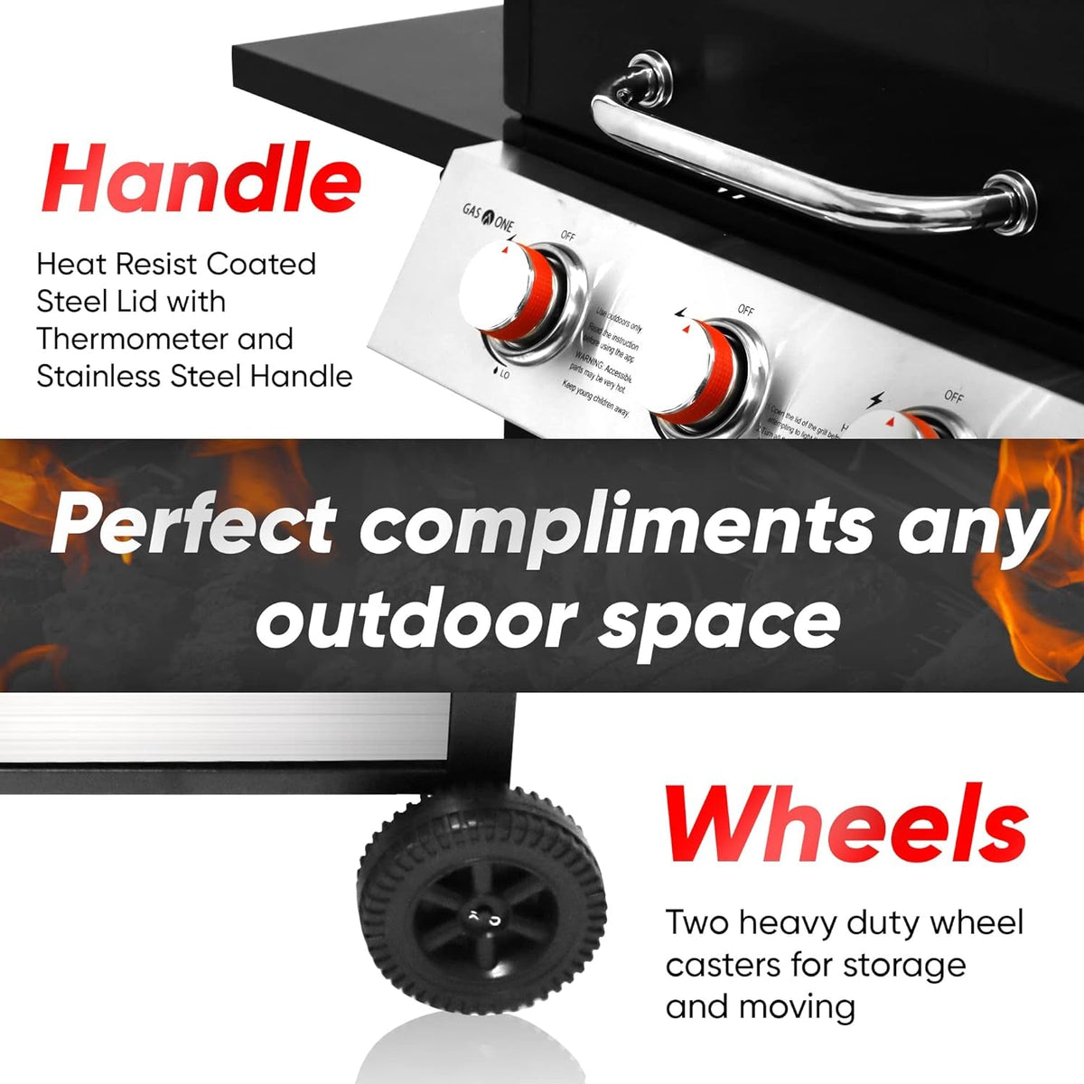 3-Burner Stainless Steel Propane Gas Grill with Cabinet