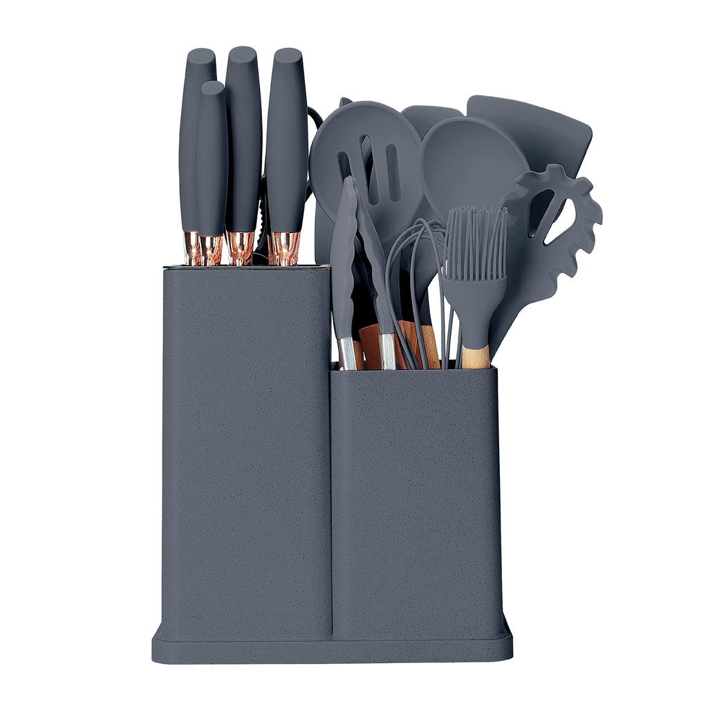 19-Piece Cooking Utensil & Knife Block Set
