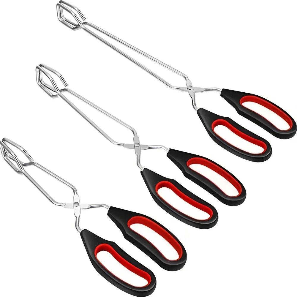 Stainless Steel Scissor Tongs with Long Handle for Grilling & Baking