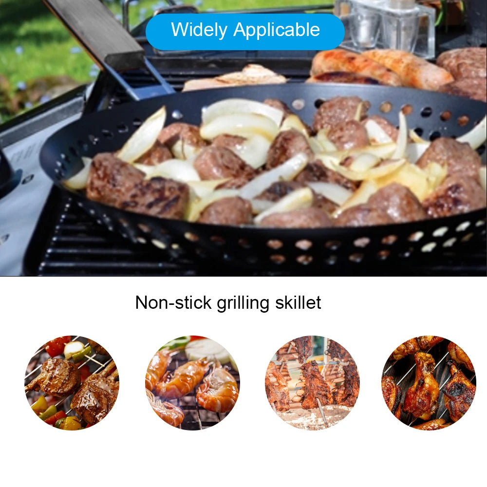 Nonstick Grilling Skillet - Folding Wooden Handle