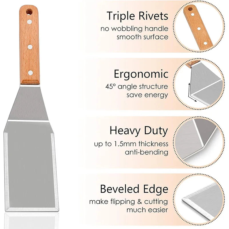 Stainless Steel Griddle Spatula - Flat Grill Turner
