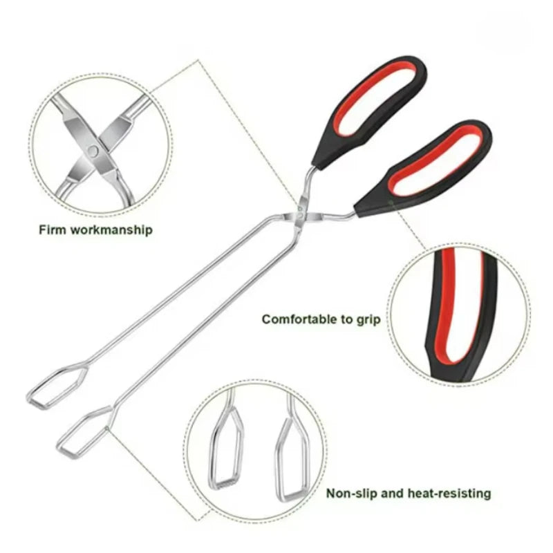 Stainless Steel Scissor Tongs - Long Handle for Grilling