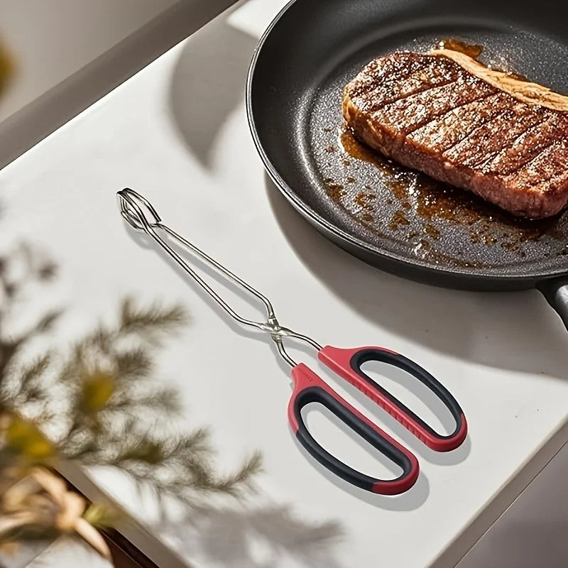 Stainless Steel Scissor Tongs - Long Handle for Grilling