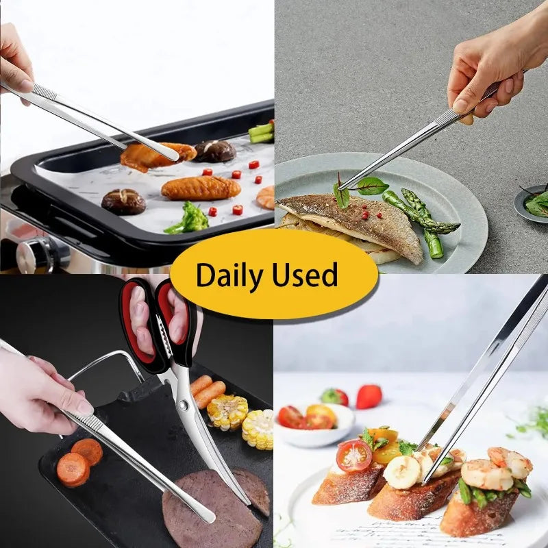 304 Stainless Steel Cooking Tweezers - 10 or 12 Inch