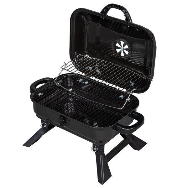 Portable Charcoal BBQ Grill & Smoker - Folding Tabletop