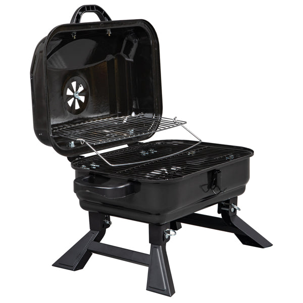 Portable Charcoal BBQ Grill & Smoker - Folding Tabletop